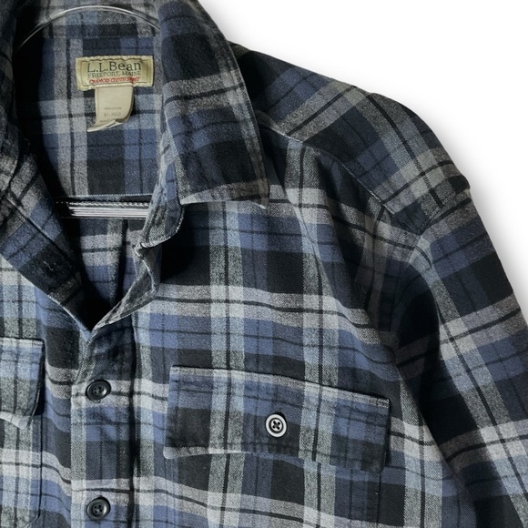 LL Bean Mens Vintage Freeport Main Plaid Flannel Shirt Cotton Chamois Blue Sz M - Picture 5 of 11